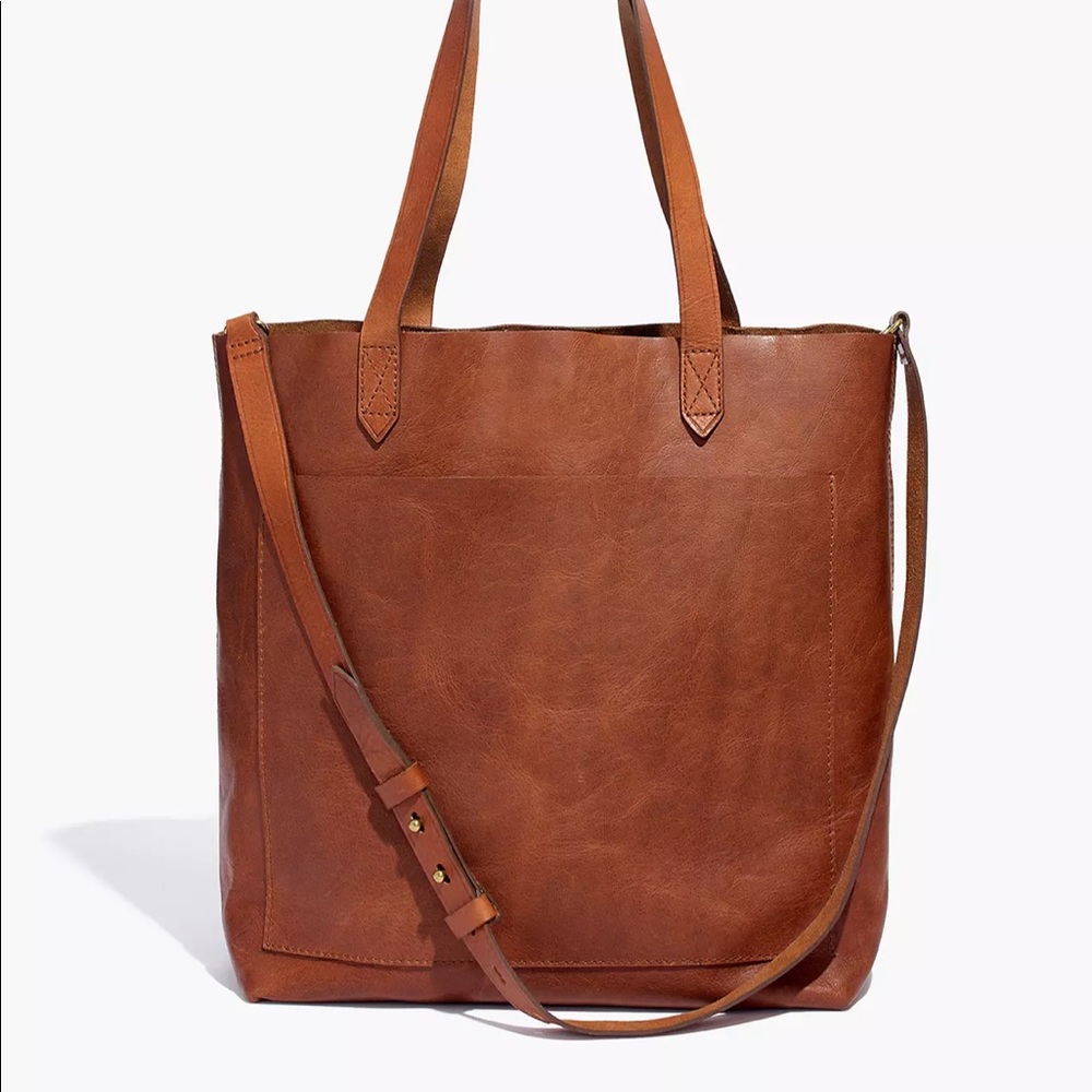 Madewell Leather Tote in Cognac Brown